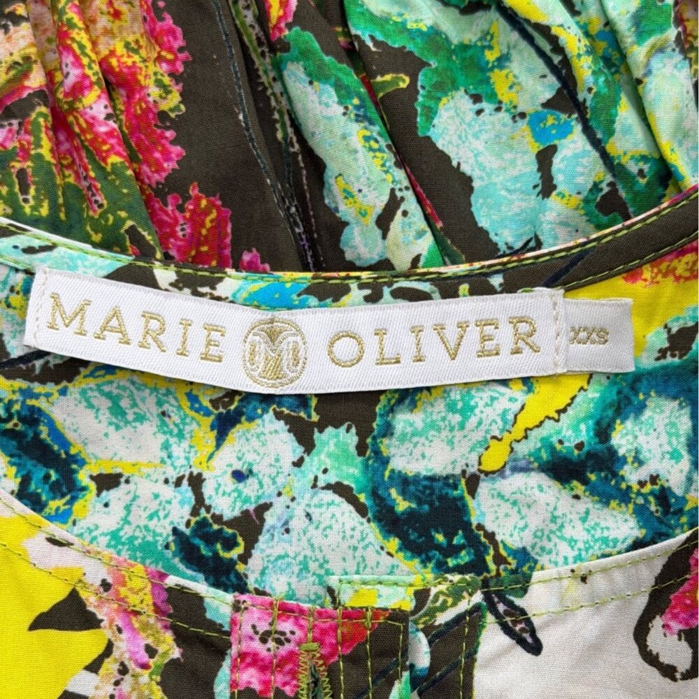 Marie Oliver Women XXS Willis Top Puff Sleeve Cotton Eden Floral Green Yellow - Picture 4 of 7